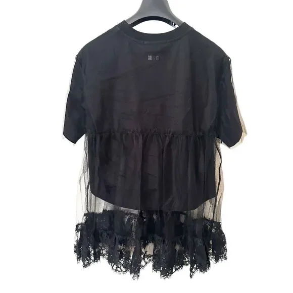 MSGM Tulle Short Sleeve Tee Black‎ NWT Large - Picture 4 of 9